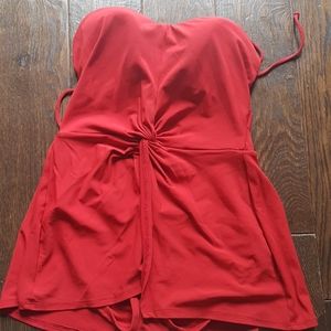 Red one-piece swimsuit